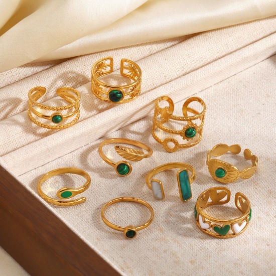 Immagine di Donne Regalo Anello All'Ingrosso, Placcato Oro 18K 304 Acciaio Inossidabile & Gemma, PVD Ecologica Stile Ins Elegante Fornitura di Gioielli, 18mm (taglia di US: 7.75), 1 Pz