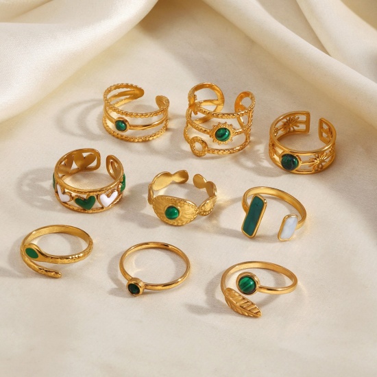 Immagine di Donne Regalo Anello All'Ingrosso, Placcato Oro 18K 304 Acciaio Inossidabile & Gemma, PVD Ecologica Stile Ins Elegante Fornitura di Gioielli, 18mm (taglia di US: 7.75), 1 Pz