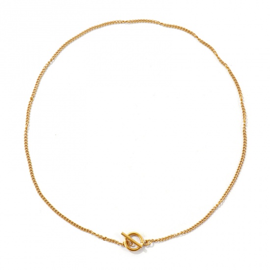 Imagen de Con Cierres de Palanca Collares Al Por Mayor, Cadenas de Curb Multicolor 304 Acero Inoxidable, Unisex PVD Ecológico Sencillo Hip Hop Regalo Joyería Para Minorista, 45cm longitud, Tamaño de la Cadena: 2.2mm, 1 Unidad