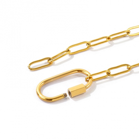 Imagen de Con Cierres de Tornillo Collar Porta Colgante Al Por Mayor, Catena di Fermagli Multicolor 304 Acero Inoxidable, Unisex PVD Ecológico Sencillo Hip Hop Regalo Joyería Para Minorista, Tamaño de la Cadena: 4mm, 1 Unidad