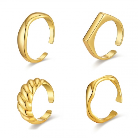 Picture of Wholesale Women's Gift Open Adjustable Rings, 18K Gold Plated Brass, Ins Style Stylish Jewelry Supply, 17.3mm(US Size 7)