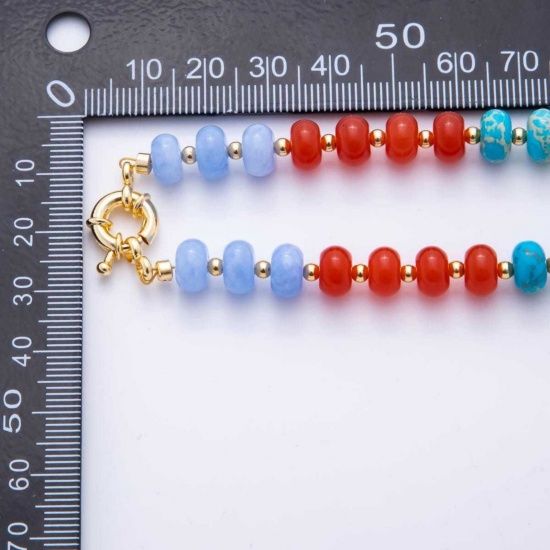 Picture of Wholesale Multicolor Beaded Necklace, 18K Gold Plated Brass & Resin Beach Ins Style Gift Jewelry For Retailer, 40cm(15.7") + 5cm(2") long