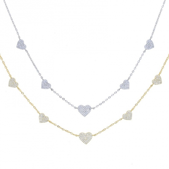 Imagen de Corazón Mariposa Claro Circón Artificial Collar de Estación Al Por Mayor, Multicolor Latón Mujeres Exquisito Elegante Regalo Joyería Para Minorista, 35cm + 10cm longitud, 1 Unidad