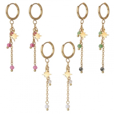 卸売り 素敵 ファッション おしゃれ フープピアス、 タッセル 18Kゴールドメッキ 304ステンレス鋼、 レディース エコフレンドリー PVD プレゼント宝飾の供給 5cm x 1.3cm、 1 ペア の画像