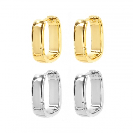 Imagen de Exquisito Elegante Aros De Aro Abrazador Al Por Mayor, Forma de U Llana Multicolor Latón, Unisex Regalo Suministro de Joyería, 17mm x 13mm, 1 Par