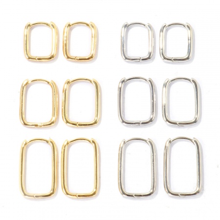 Imagen de Exquisito Elegante Aros De Aro Abrazador Al Por Mayor, Rectángulo Llana Multicolor Latón, Unisex Regalo Suministro de Joyería, 1 Par