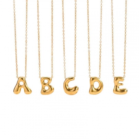 Imagen de Letra Mayúscula Mensaje " A-Z " Collar con Colgante Al Por Mayor, Chapado en Oro de 18K 304 Acero Inoxidable Cadena de Cable Cruz, Mujeres PVD Ecológico Elegante Minimalista Regalo Joyería Para Minorista, 40cm + 5cm longitud, 1 Unidad