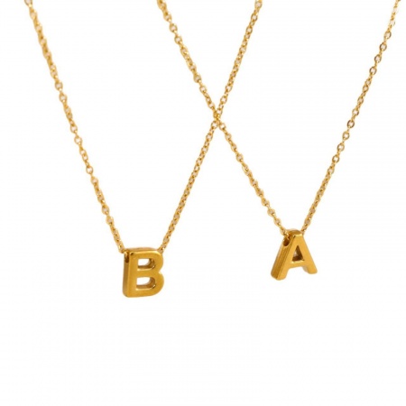 Imagen de Letra Mayúscula Mensaje " A-Z " Collar con Colgante Al Por Mayor, Multicolor 304 Acero Inoxidable Cadena de Cable Cruz, Mujeres PVD Ecológico Elegante Minimalista Regalo Joyería Para Minorista, 40cm + 5cm longitud, 1 Unidad