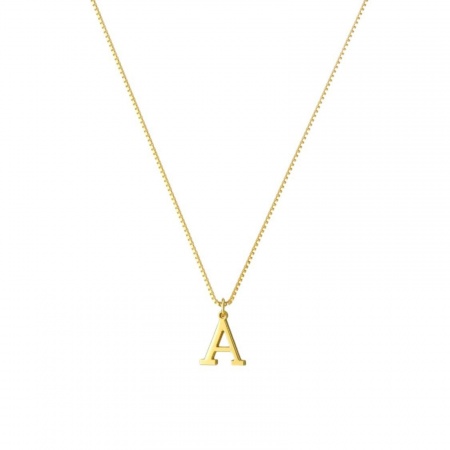 Imagen de Letra Mayúscula Mensaje " A-Z " Collar con Colgante Al Por Mayor, Chapado en Oro de 18K 304 Acero Inoxidable Cadena de Caja, Mujeres PVD Ecológico Elegante Minimalista Regalo Joyería Para Minorista, 40cm + 5cm longitud, 1 Unidad