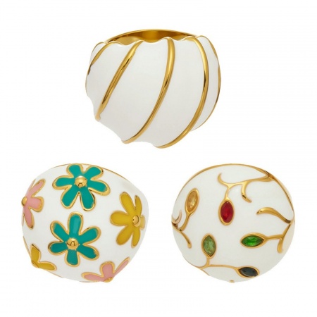 Imagen de Mujeres Regalo Esmalte No Ajustable Anillos Al Por Mayor, Chapado en Oro de 18K 316 Acero Inoxidable, PVD Ecológico Romántico Retro Suministro de Joyería, 1 Unidad