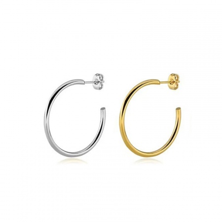 Imagen de Elegante Minimalista Pendientes de Aro Al Por Mayor, Forma de C 304 Acero Inoxidable, Unisex Regalo Suministro de Joyería, 1 Par
