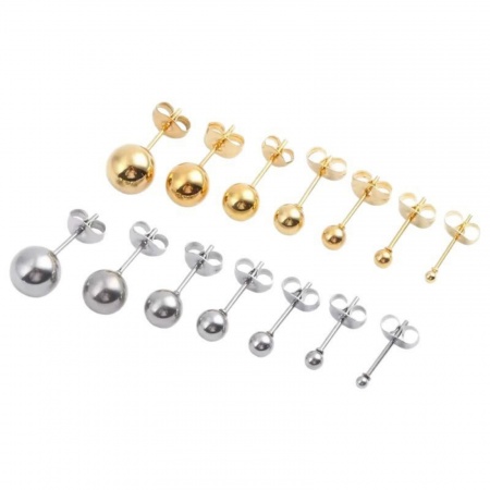 Imagen de Sencillo Elegante Pendientes de Poste de Oreja Al Por Mayor, Bola Multicolor Latón, Mujeres Regalo Suministro de Joyería, 1 Par