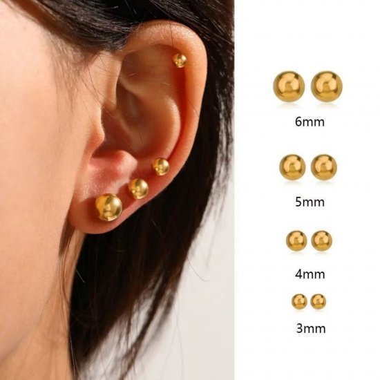 Immagine di Semplice Elegante Orecchini a Perno All'Ingrosso, Palla Multicolore Ottone, Donne Regalo Fornitura di Gioielli, 1 Paio