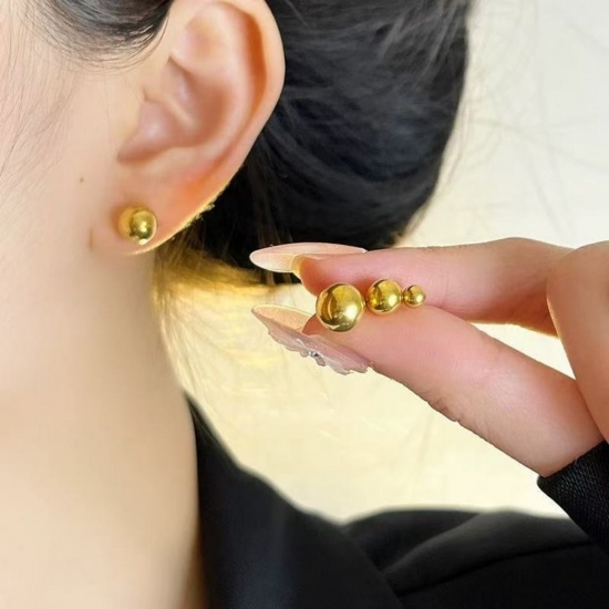 Immagine di Semplice Elegante Orecchini a Perno All'Ingrosso, Palla Multicolore Ottone, Donne Regalo Fornitura di Gioielli, 1 Paio