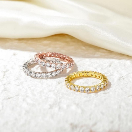 Bild von Großhandel Frauen Geschenk Klar Kubisches Zirkonia Uneinstellbar Ewigkeitsringe, Bunt Messing, Einfach Elegant Schmuckbedarf