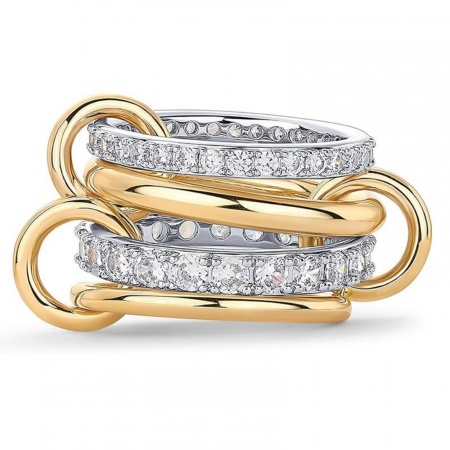 Immagine di Donne Regalo Trasparente Circonio Cubico Non Regolabile Anello Multistrato Sovrapposto All'Ingrosso, Multicolore Ottone & Acciaio Inossidabile, Semplice Elegante Fornitura di Gioielli, 1 Pz