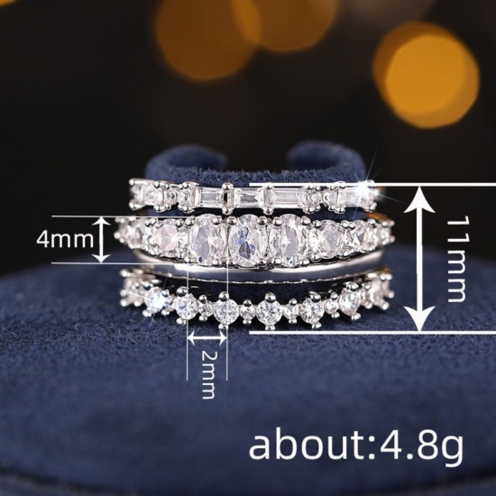 Picture of Wholesale Women's Gift Clear Cubic Zirconia Unadjustable Stackable Ring Set, Multicolor Brass, Stylish Dainty Jewelry Supply