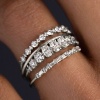 Picture of Wholesale Women's Gift Clear Cubic Zirconia Unadjustable Stackable Ring Set, Multicolor Brass, Stylish Dainty Jewelry Supply
