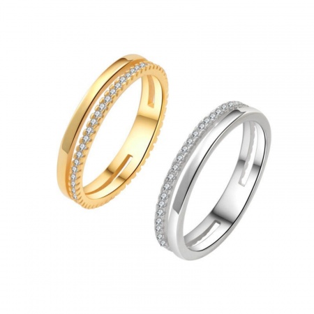 Immagine di Donne Regalo Trasparente Circonio Cubico Filigrana Non Regolabile Anello All'Ingrosso, Multicolore Ottone, Elegante Elegante Fornitura di Gioielli, 1 Pz