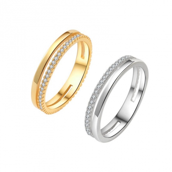 Picture of Wholesale Women's Gift Clear Cubic Zirconia Hollow Unadjustable Rings, Multicolor Brass, Stylish Dainty Jewelry Supply