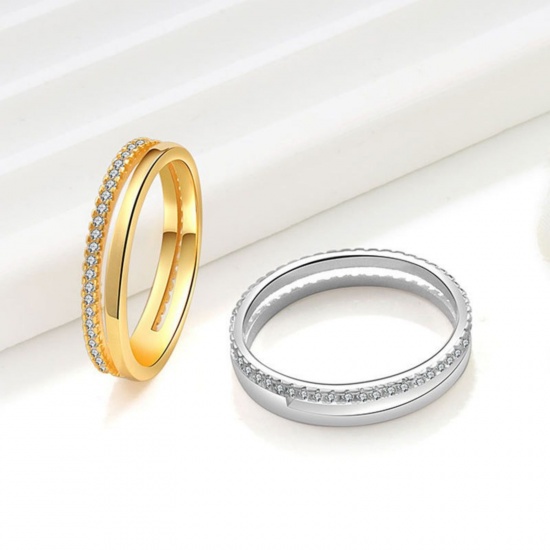 Picture of Wholesale Women's Gift Clear Cubic Zirconia Hollow Unadjustable Rings, Multicolor Brass, Stylish Dainty Jewelry Supply