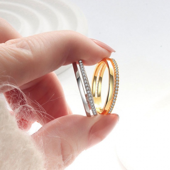 Picture of Wholesale Women's Gift Clear Cubic Zirconia Hollow Unadjustable Rings, Multicolor Brass, Stylish Dainty Jewelry Supply