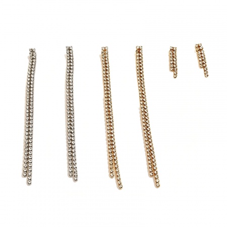 Imagen de Exquisito Elegante Borla Pendientes Al Por Mayor, Transparente Rhinestone 304 Acero Inoxidable, Mujeres PVD Ecológico Regalo Suministro de Joyería, 1 Par