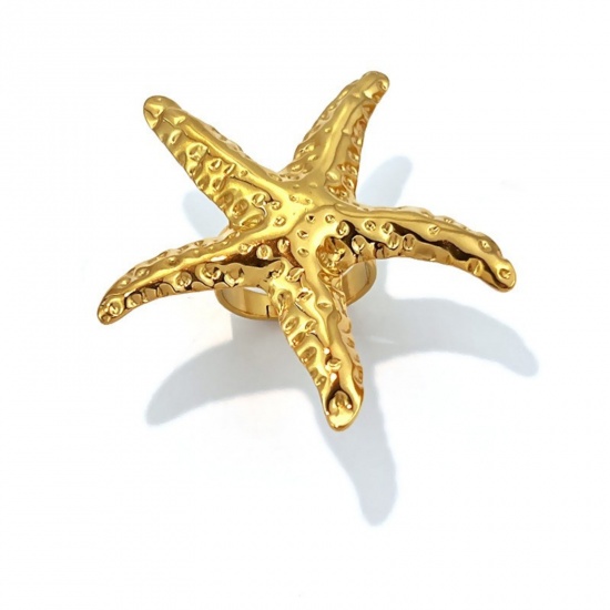 Immagine di Donne Regalo Animali Marini Aperto Regolabile Anello All'Ingrosso, 304 Acciaio Inossidabile, PVD Ecologica Gioielli Oceanici Elegante Fornitura di Gioielli, 1 Pz