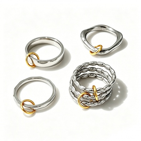 Imagen de Niños Regalo No Ajustable Anillos Al Por Mayor, Plata y Chapado en Oro de 18K 304 Acero Inoxidable, Respetuoso del Medio Ambiente Exquisito Elegante Suministro de Joyería, 1 Unidad