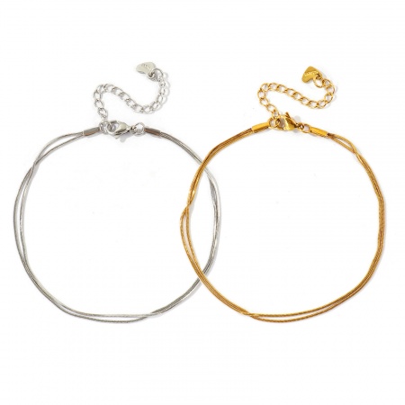 Imagen de 304 Acero Inoxidable Cadena Serpenteada Cuadrada Tobillera De Capas MúLtiples Al Por Mayor, Multicolor Respetuoso del Medio Ambiente, Mujeres Exquisito Elegante Regalo Suministro de Joyería, 22cm + 5cm longitud, 1 Unidad