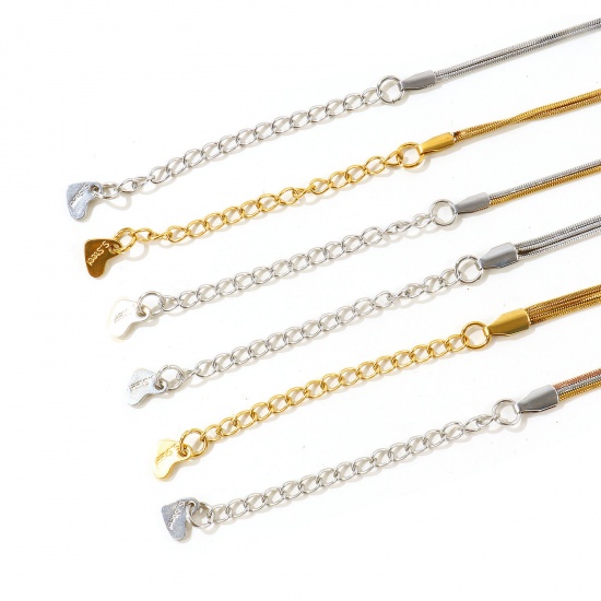 Imagen de 304 Acero Inoxidable Cadena Serpenteada Cuadrada Tobillera De Capas MúLtiples Al Por Mayor, Multicolor Respetuoso del Medio Ambiente, Mujeres Exquisito Elegante Regalo Suministro de Joyería, 22cm + 5cm longitud, 1 Unidad