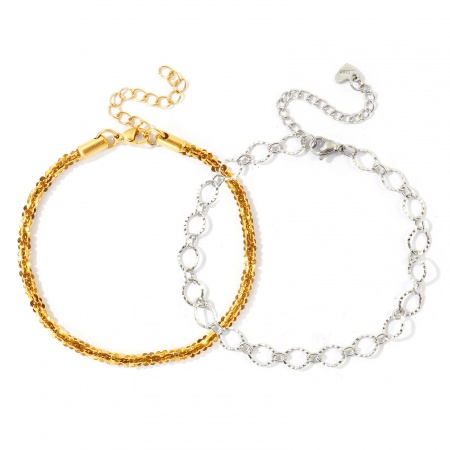 Imagen de 304 Acero Inoxidable Tobilleras Al Por Mayor, Multicolor Respetuoso del Medio Ambiente, Mujeres Exquisito Elegante Regalo Suministro de Joyería, 22cm + 5cm longitud, 1 Unidad