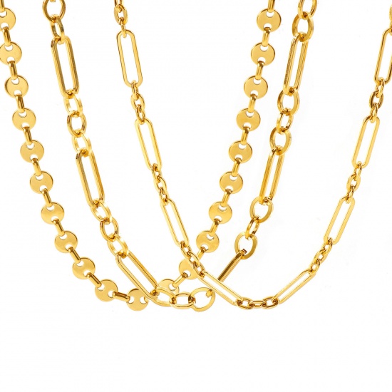 Picture of Wholesale Link Chain Necklace, 18K Real Gold Plated 304 Stainless Steel, Women's Eco-friendly PVD Waterproof Anti-Tarnish Hypoallergenic Exquisite Stylish Gift Jewelry For Retailer, 40cm(15.7") + 5cm(2") long