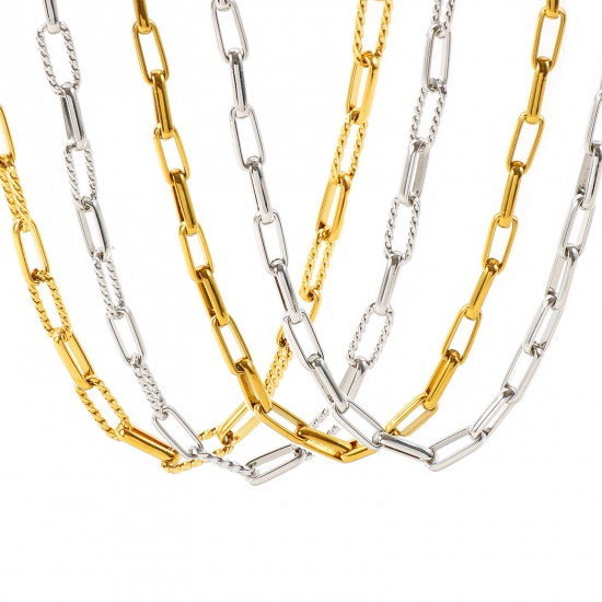 Picture of Wholesale Paperclip Link Chain Necklace, Multicolor 304 Stainless Steel, Women's Eco-friendly Exquisite Stylish Gift Jewelry For Retailer, 40cm(15.7") + 5cm(2") long