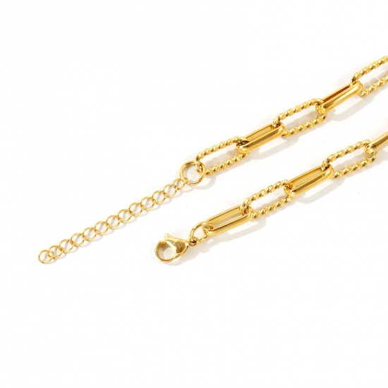 Picture of Wholesale Paperclip Link Chain Necklace, Multicolor 304 Stainless Steel, Women's Eco-friendly Exquisite Stylish Gift Jewelry For Retailer, 40cm(15.7") + 5cm(2") long