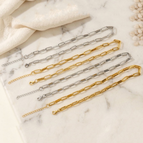 Picture of Wholesale Paperclip Link Chain Necklace, Multicolor 304 Stainless Steel, Women's Eco-friendly Exquisite Stylish Gift Jewelry For Retailer, 40cm(15.7") + 5cm(2") long