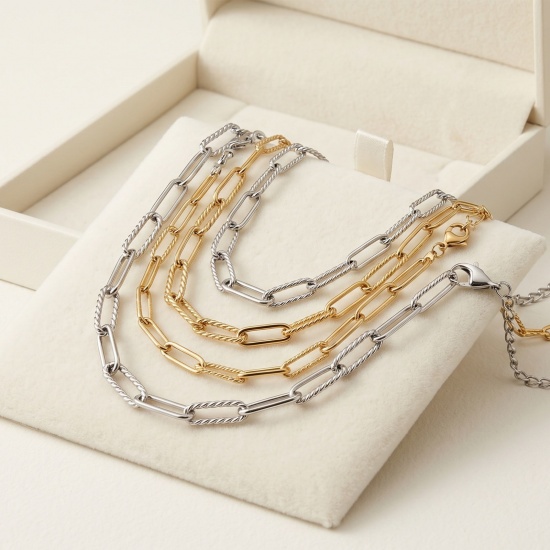 Picture of Wholesale Paperclip Link Chain Necklace, Multicolor 304 Stainless Steel, Women's Eco-friendly Exquisite Stylish Gift Jewelry For Retailer, 40cm(15.7") + 5cm(2") long