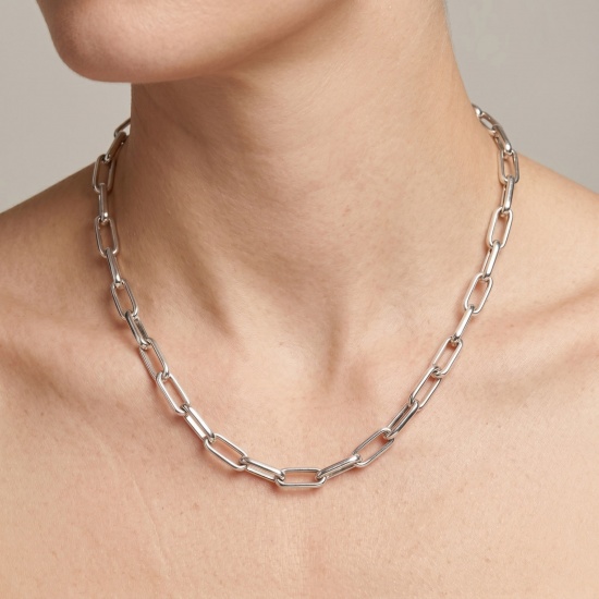Picture of Wholesale Paperclip Link Chain Necklace, Multicolor 304 Stainless Steel, Women's Eco-friendly Exquisite Stylish Gift Jewelry For Retailer, 40cm(15.7") + 5cm(2") long
