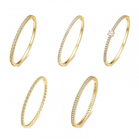 Imagen de Latón Brazalete Al Por Mayor, Chapado en Oro de 18K Mujeres Exquisito Elegante Regalo Suministro de Joyería, 5cm Dia., 1 Unidad