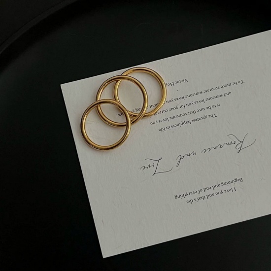 Imagen de Mujeres Regalo No Ajustable Anillos Al Por Mayor, Chapado en Oro de 18K Latón, Elegante Minimalista Suministro de Joyería, 1 Unidad