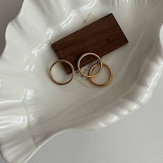 Imagen de Mujeres Regalo No Ajustable Anillos Al Por Mayor, Chapado en Oro de 18K Latón, Elegante Minimalista Suministro de Joyería, 1 Unidad
