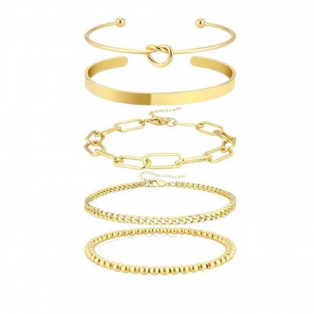 Imagen de Latón Juego de Pulseras Apilables Al Por Mayor, Mujeres Exquisito Elegante Regalo Suministro de Joyería, 1 Juego