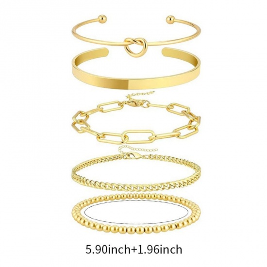 Imagen de Latón Juego de Pulseras Apilables Al Por Mayor, Mujeres Exquisito Elegante Regalo Suministro de Joyería, 1 Juego