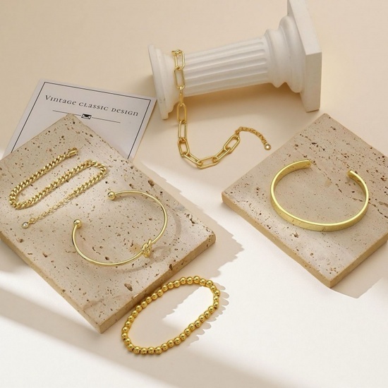 Imagen de Latón Juego de Pulseras Apilables Al Por Mayor, Mujeres Exquisito Elegante Regalo Suministro de Joyería, 1 Juego
