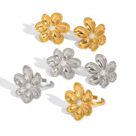 Immagine di Donne Regalo Fiore Orecchini & Anelli All'Ingrosso, Multicolore 304 Acciaio Inossidabile, PVD Ecologica Squisito Elegante Fornitura di Gioielli, 1 Pz