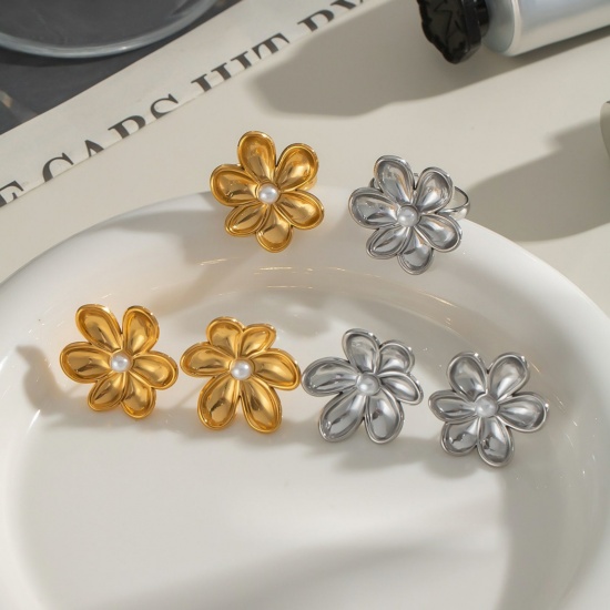 Bild von Großhandel Frauen Geschenk Blumen Ohrringe & Ringe, Bunt 304 Edelstahl, Umweltfreundliche PVD Exquisit Stilvoll Schmuckbedarf