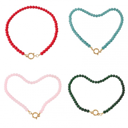 Immagine di Multicolore Collana di Perline All'Ingrosso, Placcato Oro 18K 304 Acciaio Inossidabile & Vetro, Donne PVD Ecologica Retrò Elegante Regalo Gioielli Per Rivenditore, 47cm Lunghezza, 1 Pz