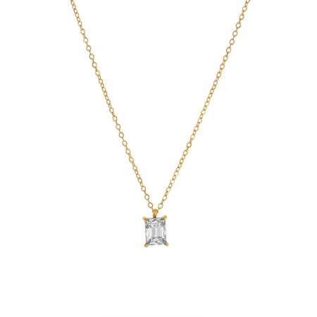 Immagine di Rettangolo Collana con Ciondolo All'Ingrosso, Placcato Oro 18K 304 Acciaio Inossidabile Catena a Cavo, Donne Placcatura Sottovuoto Elegante & Casual Elegante Regalo Gioielli Per Rivenditore, 40cm + 5cm Lunghezza, 1 Pz