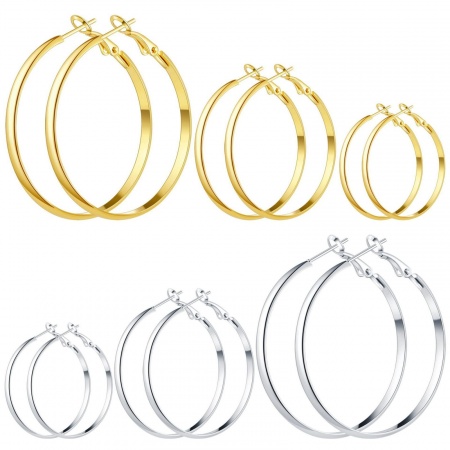 Immagine di Elegante Minimalista Orecchini Circolari All'Ingrosso, Tondo Multicolore 316 Acciaio inossidabile, Unisex Regalo Fornitura di Gioielli, 1 Paio