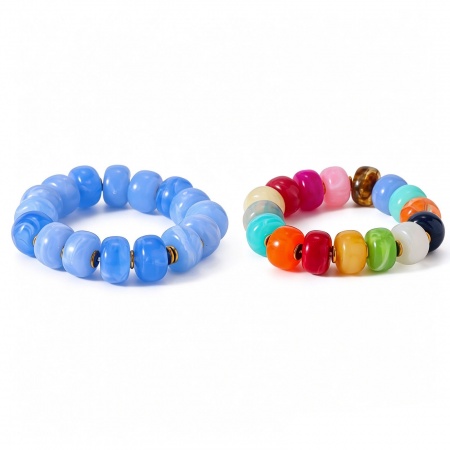 Immagine di 304 Acciaio Inossidabile & Acrilato Braccialetti a Bolle di Perline Elastici All'Ingrosso, Placcato Oro 18K PVD Ecologica, Donne Elegante Hip Hop Regalo Fornitura di Gioielli, 17cm Lunghezza, 1 Pz